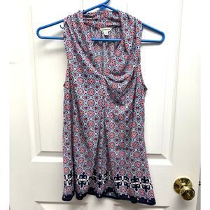 Max Studio Red White Blue Sleeveless Blouse, V Neck, Women's Size M